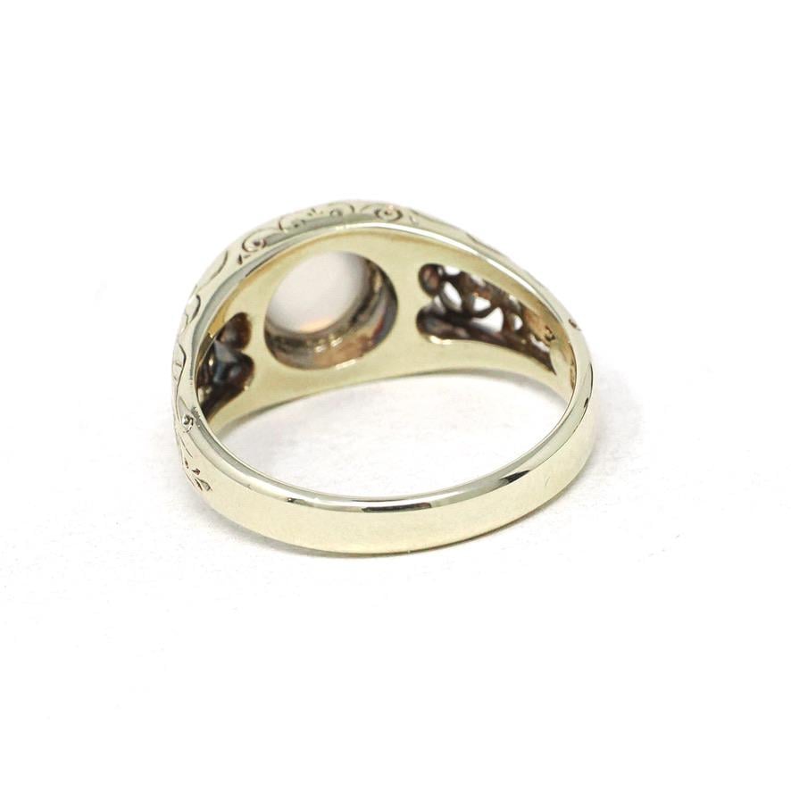 Edwardian Moonstone Ring - Antique 14k White Gold Natural Bezel Feldspar Gemstone Statement - Estate Size 9 Heart XO Filigree Fine Jewelry