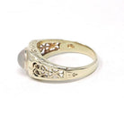 Edwardian Moonstone Ring - Antique 14k White Gold Natural Bezel Feldspar Gemstone Statement - Estate Size 9 Heart XO Filigree Fine Jewelry