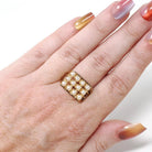 Vintage Pearl Cluster Ring - Retro 14k Yellow Gold Cultured Gems - Circa 1960s Statement Size 9 1/4 June Birthstone Egg Carton Fine Jewelry