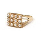 Vintage Pearl Cluster Ring - Retro 14k Yellow Gold Cultured Gems - Circa 1960s Statement Size 9 1/4 June Birthstone Egg Carton Fine Jewelry