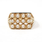 Vintage Pearl Cluster Ring - Retro 14k Yellow Gold Cultured Gems - Circa 1960s Statement Size 9 1/4 June Birthstone Egg Carton Fine Jewelry