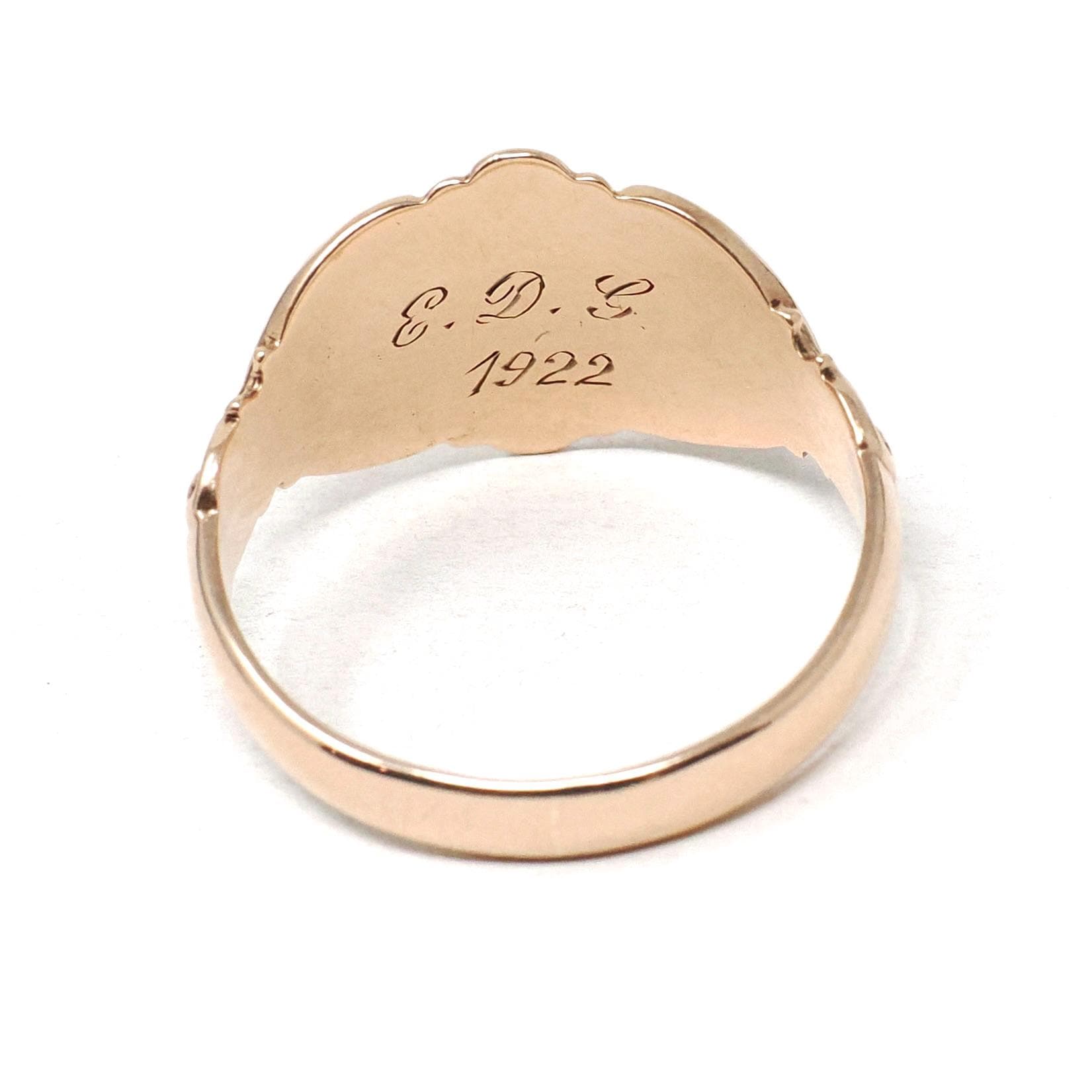 Antique Signet Ring - Art Deco 10k Rose & Yellow Gold Blank Oval