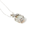 Opal & Diamond Pendant - Estate 14k White Gold Oval Cabochon Cut 2.26 CT Gem Necklace - Modern Circa 2000's October Birthstone Fine Jewelry