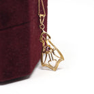 Antique Lavalier Necklace - Edwardian 10k Yellow Gold Round Faceted Purple Glass Stone Pendant - Vintage Circa 1910s Era Dainty Fine Jewelry