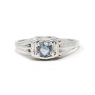 Art Deco Alexandrite Ring - Antique 20k White Gold Natural Blue Green Gem Solitaire Engagement - Circa 1920s Era Size 6 1/4 Fine Jewelry