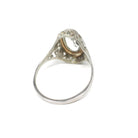 Vintage Aquamarine Ring - Art Deco 14k White Gold Oval Blue Bezel Gemstone Solitaire - Circa 1930s Size 6 Engagement Filigree Fine Jewelry