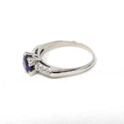 Mid Century Amethyst Ring - Vintage Platinum Natural Purple Gem & Diamonds - Circa 1950s Era Size 6 3/4 Alternative Engagement Fine Jewelry