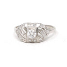 Mid Century Diamond Ring - Vintage 14k White Gold .48 CTW Princess Cluster Engagement - Circa 1950s Era Size 6 Fine Bridal Wedding Jewelry