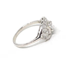 Mid Century Diamond Ring - Vintage 14k White Gold .48 CTW Princess Cluster Engagement - Circa 1950s Era Size 6 Fine Bridal Wedding Jewelry
