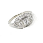 Mid Century Diamond Ring - Vintage 14k White Gold .48 CTW Princess Cluster Engagement - Circa 1950s Era Size 6 Fine Bridal Wedding Jewelry