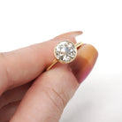 Antique 2.71 ct Old European Cut Diamond Engagement Ring - 18k Yellow Gold Bezel Set Vintage Solitaire - Modern Size 6 1/2 Fine Jewelry