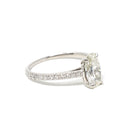 Oval Diamond Ring - Modern Platinum Natural 2.22 CTW Classic Accented Engagement - Circa 2000s Era Size 9 1/4 Fine Bridal Wedding Jewelry