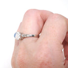 Vintage Rainbow Moonstone Ring - Art Deco 18k White Gold Natural Diamond Gemstones - Circa 1930s Era Size 6 Solitaire Basket Fine Jewelry