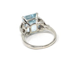 Mid Century Aquamarine Ring - Vintage 14k White Gold Natural 6.25 CT Blue Gem Diamonds - Circa 1950s Size 6 Alternative Engagement Jewelry