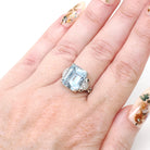 Mid Century Aquamarine Ring - Vintage 14k White Gold Natural 6.25 CT Blue Gem Diamonds - Circa 1950s Size 6 Alternative Engagement Jewelry