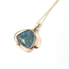 Opal Triplet Pendant - Estate 9ct Yellow Gold Cabochon Cut Necklace Charm - Modern Circa 2000s Era Statement October Birthstone Fine Jewelry