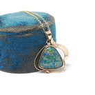 Opal Triplet Pendant - Estate 9ct Yellow Gold Cabochon Cut Necklace Charm - Modern Circa 2000s Era Statement October Birthstone Fine Jewelry