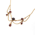 Antique Festoon Necklace - Edwardian Era 9k Yellow Gold Red Garnet Statement - Vintage Art Nouveau 1900s Fine January Birthstone Jewelry