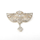 Antique Diamond Brooch - Edwardian Platinum & 18k Yellow Gold Natural 1.09 CTW Filigree Winged Pin - Circa 1910s Early Art Deco Fine Jewelry