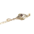 Antique Lavalier Necklace - Edwardian 10k Yellow Gold Purple Glass Seed Pearl Pendant - Circa 1910s Era Simulated Gem Baroque Pearl Jewelry