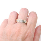 Two Tone Wedding Band - Vintage 14k Yellow & White Gold Unisex Bridal Standard Fit Ring - Retro Circa 1960s Size 12 1/2 Wheat Fine Jewelry