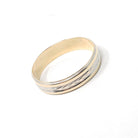 Two Tone Wedding Band - Vintage 14k Yellow & White Gold Unisex Bridal Standard Fit Ring - Retro Circa 1960s Size 12 1/2 Wheat Fine Jewelry
