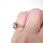 Antique Moonstone Ring - Victorian Era 10k Rose Gold Round Sphere Gemstone Halo - Circa 1890s Size 5 1/2 Belcher Flower Cluster Fine Jewelry