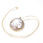 Flower Cameo Pendant - Mid Century 14k Yellow Gold Carved Shell Floral Bouquet Brooch Necklace - Vintage Circa 1940s Era Statement Jewelry