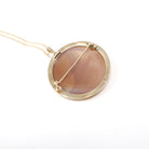Flower Cameo Pendant - Mid Century 14k Yellow Gold Carved Shell Floral Bouquet Brooch Necklace - Vintage Circa 1940s Era Statement Jewelry