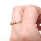 Cultured Pearl Band - Vintage 10k Yellow Gold Organic Natural Gemstone Ring - Modern Circa 1990s Era Size 6 1/2 June Birthstone Fine Jewelry