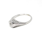 Vintage Diamond Ring - Art Deco 18k White Gold Natural .10 CT Solitaire Engagement - Circa 1930s Size 6 Octagonal Filigree Fine Jewelry
