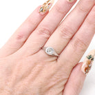 Vintage Diamond Ring - Art Deco 18k White Gold Natural .10 CT Solitaire Engagement - Circa 1930s Size 6 Octagonal Filigree Fine Jewelry