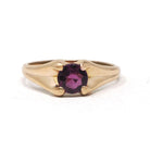 Antique Garnet Ring - Edwardian 10k Yellow Gold Natural Pinkish Purple Round Faceted Gem - Vintage Circa 1910s Size 8 1/4 Era Fine Jewelry