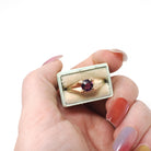 Antique Garnet Ring - Edwardian 10k Yellow Gold Natural Pinkish Purple Round Faceted Gem - Vintage Circa 1910s Size 8 1/4 Era Fine Jewelry