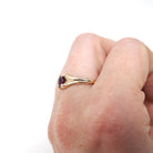 Antique Garnet Ring - Edwardian 10k Yellow Gold Natural Pinkish Purple Round Faceted Gem - Vintage Circa 1910s Size 8 1/4 Era Fine Jewelry