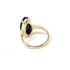 Vintage Onyx Ring - Mid Century 14k Yellow Gold Marquise Black Chalcedony Natural Diamond - Circa 1960s Size 5 3/4 Statement Fine Jewelry