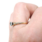 Vintage Paraiba Tourmaline Ring - Mid Century 14k Yellow & 18k White Gold Two Tone Engagement Solitaire - Circa 1940s Era Size 6 1/4 Jewelry