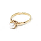 Antique Cultured Pearl Ring - Edwardian Era 10k Yellow Gold Solitaire Basket Prong Setting - Vintage Circa 1910s Era Size 6 3/4 Fine Jewelry