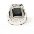Vintage Warrior Ring - Mid Century Sterling Silver Gold Filled Hematite Horseshoe Equestrian Men's Unisex - Vintage 1960 Size 8 Fine Jewelry