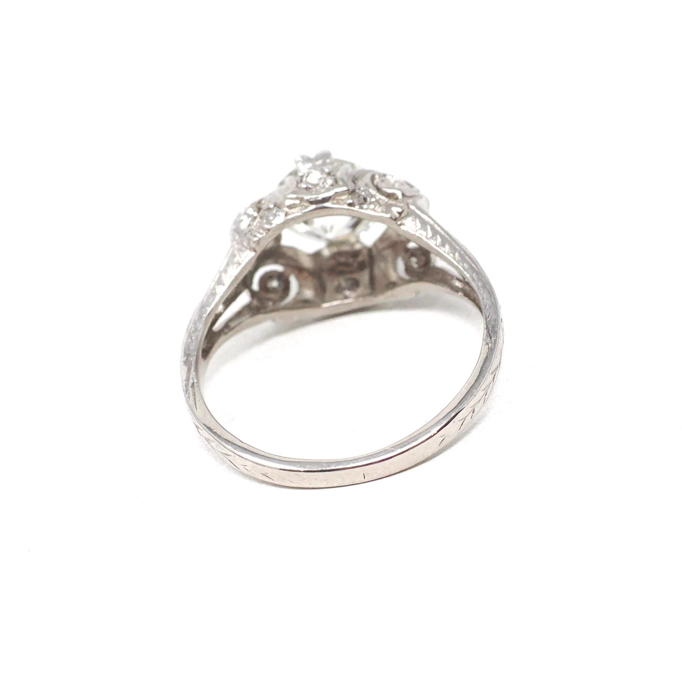Vintage Engagement Ring - Art Deco Platinum 1.53 CTW Old European Cut Diamond Bridal - Circa 1930s Size 6 Wedding Fine GIA Report Jewelry