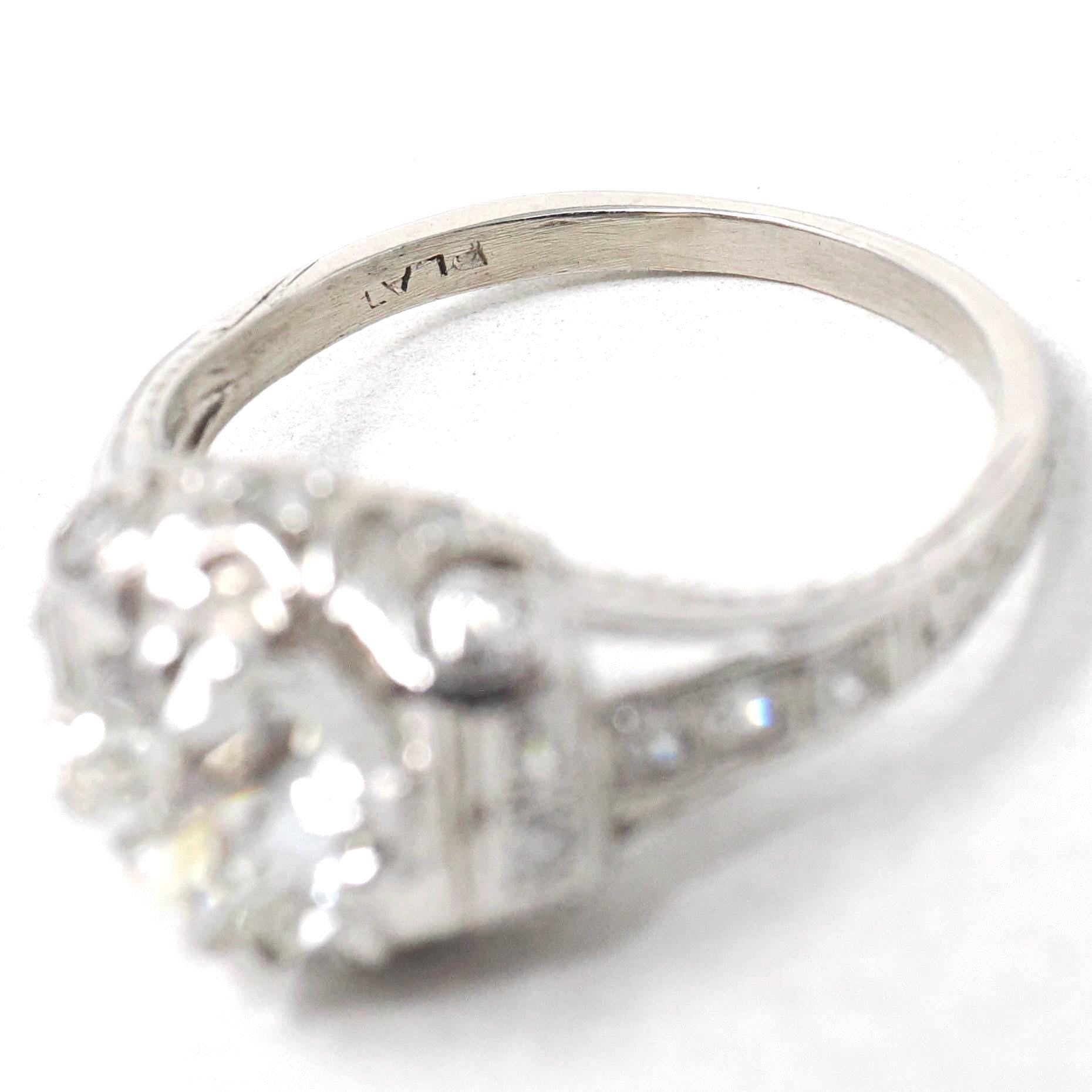 Vintage Engagement Ring - Art Deco Platinum 1.53 CTW Old European Cut Diamond Bridal - Circa 1930s Size 6 Wedding Fine GIA Report Jewelry