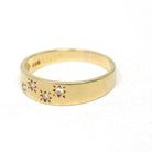 Star Incised Band - Modern 18k Yellow Gold .08 CTW Natural Diamond Ring - Estate Contemporary Celestial Size 7 1/4 Fine Bridal Jewelry