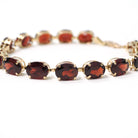 Modern Garnet Bracelet - Estate 14k Yellow Gold Red Oval Faceted 25.50 CTW Natural Gemstones - Circa 2000's Era Tennis Style Fine Jewelry