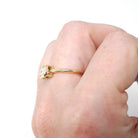 Emerald Cut Diamond Engagement Ring - 18k Yellow Gold Bezel East West Modern Setting - Recycled Vintage Diamond Size 6 Fine Bridal Jewelry