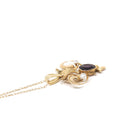 Antique Lavalier Necklace - Edwardian 10k Yellow Gold Natural Amethyst Seed Pearl Pendant - Art Nouveau Circa 1900s Era Dainty Fine Jewelry