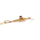 Antique Lavalier Necklace - Edwardian 10k Yellow Gold Red Glass & Cultured Pearl Pendant - Vintage Circa 1910s Era Dainty Fine Jewelry
