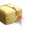 Antique Lavalier Necklace - Edwardian 10k Yellow Gold Red Glass & Cultured Pearl Pendant - Vintage Circa 1910s Era Dainty Fine Jewelry