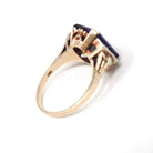 Created Color Change Sapphire Ring - Mid Century 10k Yellow & White Gold Natural Purple Gemstone - Vintage 1940s Era Size 6 Fine 40s Jewelry