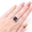 Created Color Change Sapphire Ring - Mid Century 10k Yellow & White Gold Natural Purple Gemstone - Vintage 1940s Era Size 6 Fine 40s Jewelry