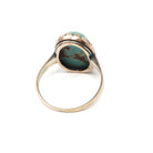 Vintage Turquoise Ring - Mid Century 10k Yellow Gold Oval Cabochon Blue Natural Gemstone - Circa 1960s Era Size 6 1/2 Statement Fine Jewelry